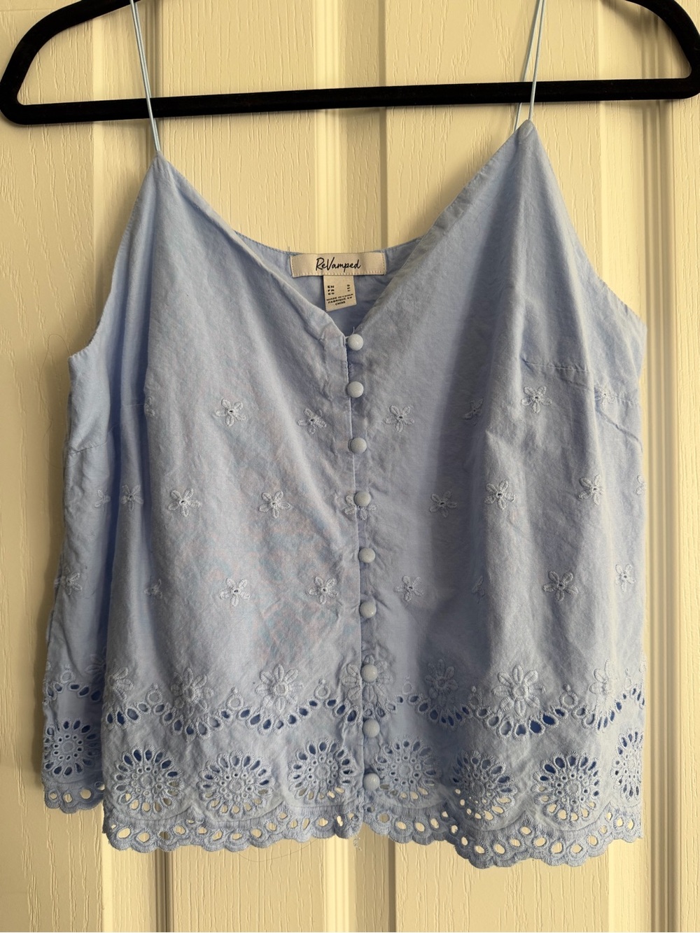 100% cotton baby blue lace cami